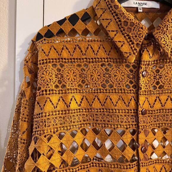 Anthropologie x La Maise Studio Kimaya Buttondown Shirt Size Medium - Picture 6 of 11